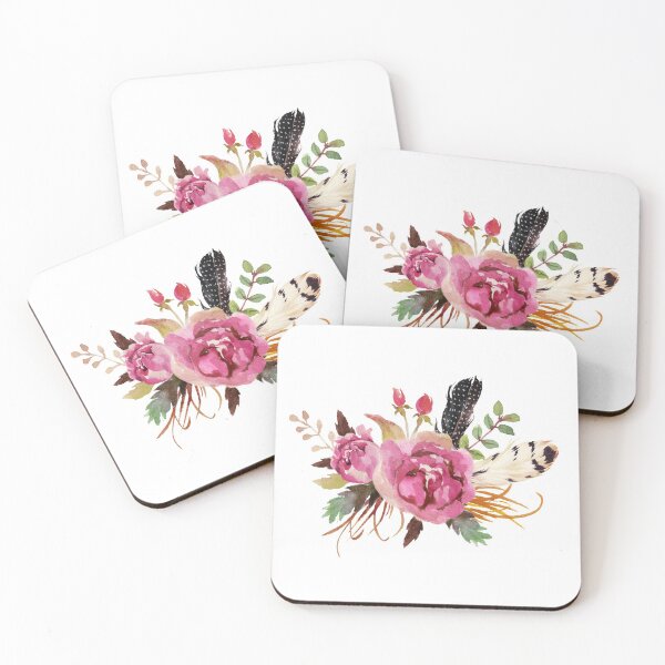 Item preview, Flores y plumas en acuarela color burdeos designed and sold by junkydotcom.