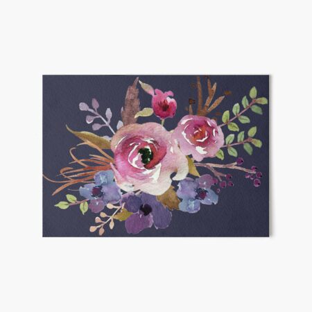 Pink burgundy floral bouquet Art Board Print for Sale by junkydotcom