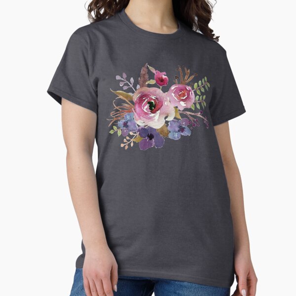 Item preview, Bouquet de fleurs aquarelle bleu bordeaux designed and sold by junkydotcom.