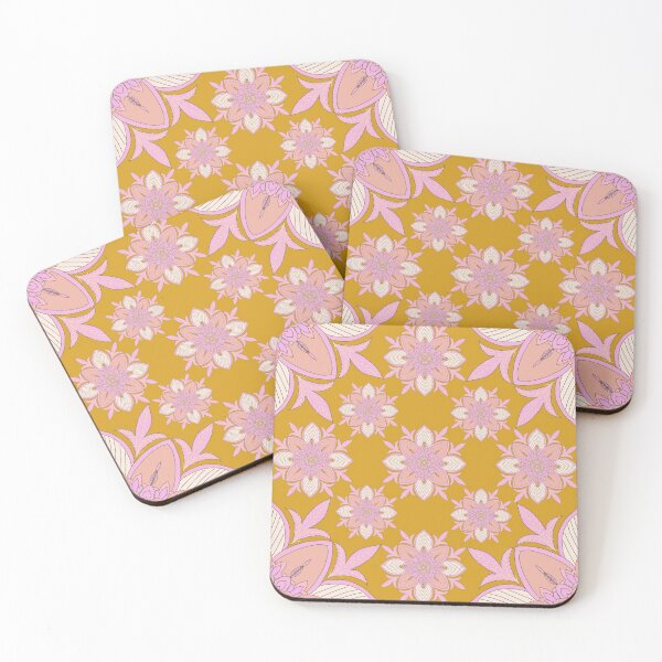 Item preview, Floral ethnic pattern- Bohemian- mustard and pink designed and sold by Urvashi Patel.