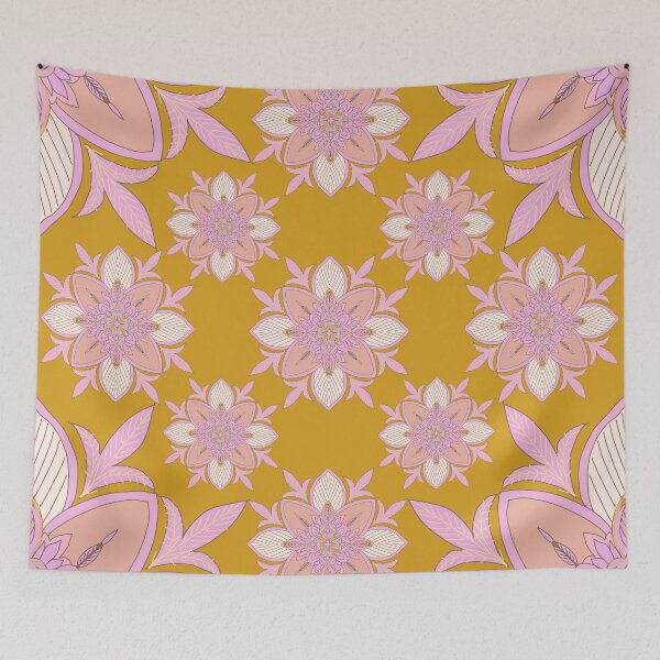 Item preview, Floral ethnic pattern- Bohemian- mustard and pink designed and sold by Urvashi Patel.