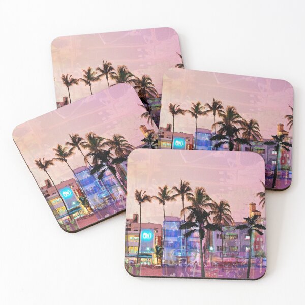 Item preview, Miami Ocean Drive Urban Pop Art Palmtrees Beach Funky Modern Art Wanderlust designed and sold by ExquisiteShots.