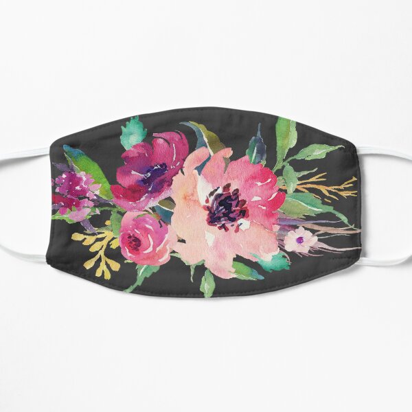 Watercolor Wild Flower Pink Bouquet Mask
