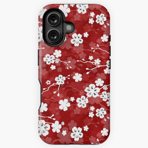 Item preview, Red and white cherry blossom pattern designed and sold by adenaJ.