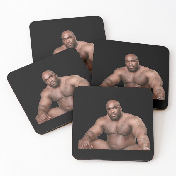 Barry Wood sitting on bed Black Background Coasters (Set of 4)