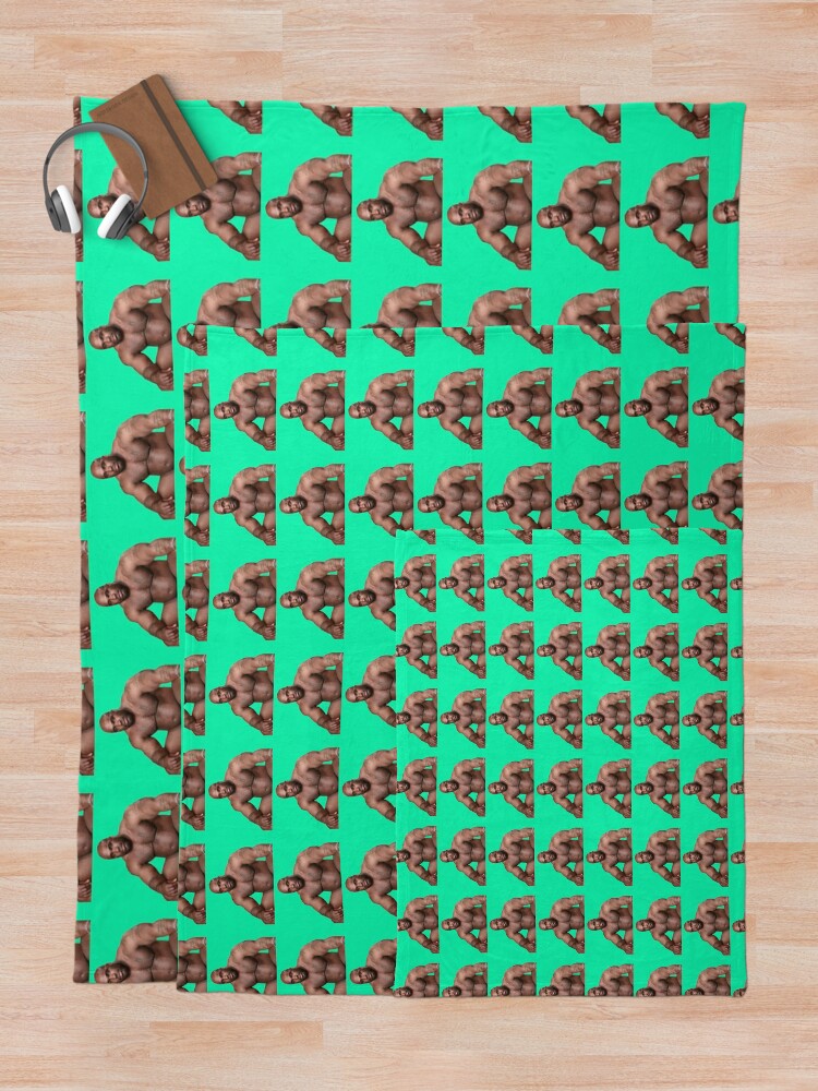 "Barry Wood sitting on bed Aqua Background" Throw Blanket for Sale by