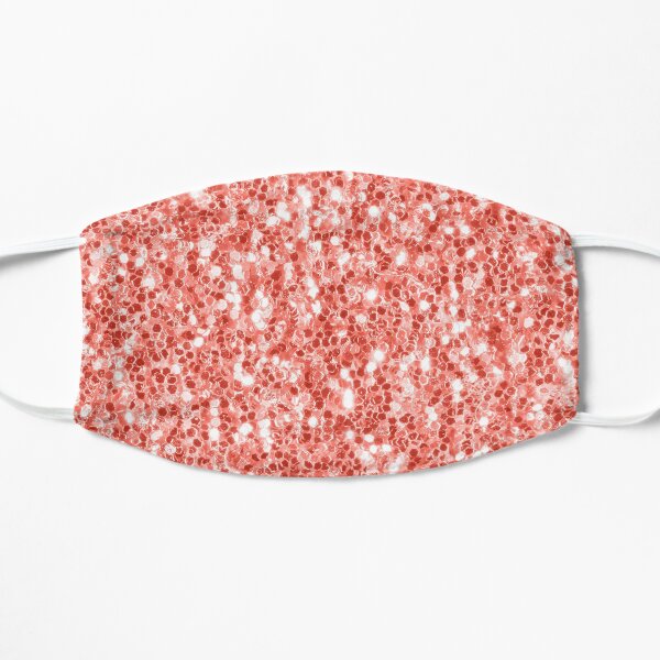Living coral dark glitter sparkles Flat Mask