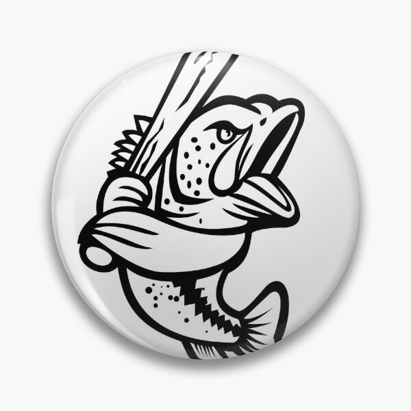 Item preview, Largemouth Bass With Baseball Bat Batting Mascot Black and White designed and sold by patrimonio.