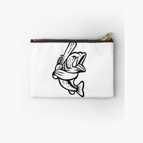 Item preview, Largemouth Bass With Baseball Bat Batting Mascot Black and White designed and sold by patrimonio.
