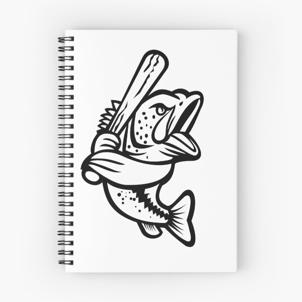 Item preview, Largemouth Bass With Baseball Bat Batting Mascot Black and White designed and sold by patrimonio.