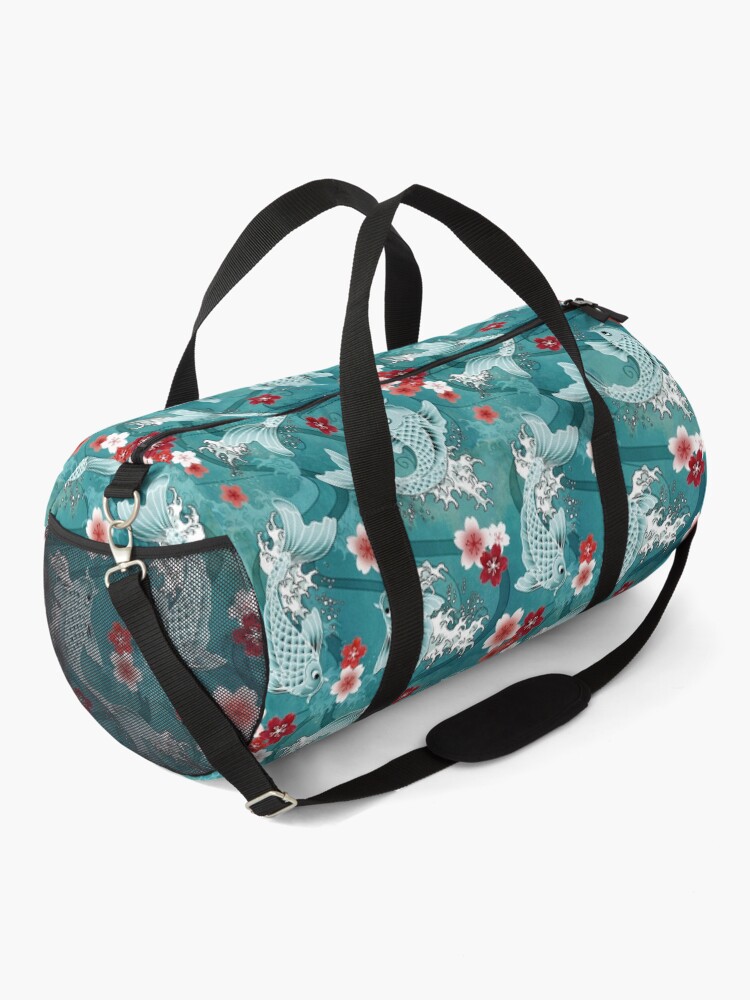 Alternate view of Koi sakura blossom in turquoise Duffle Bag