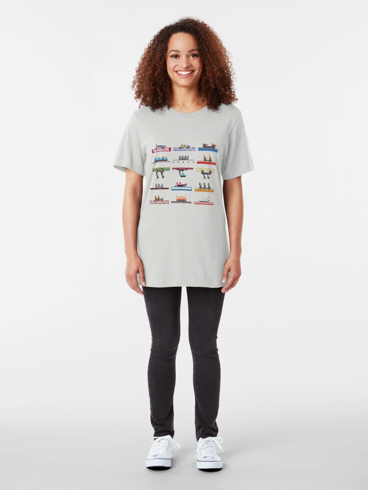 Alternate view of Cedar Point Coaster Cars Design Slim Fit T-Shirt