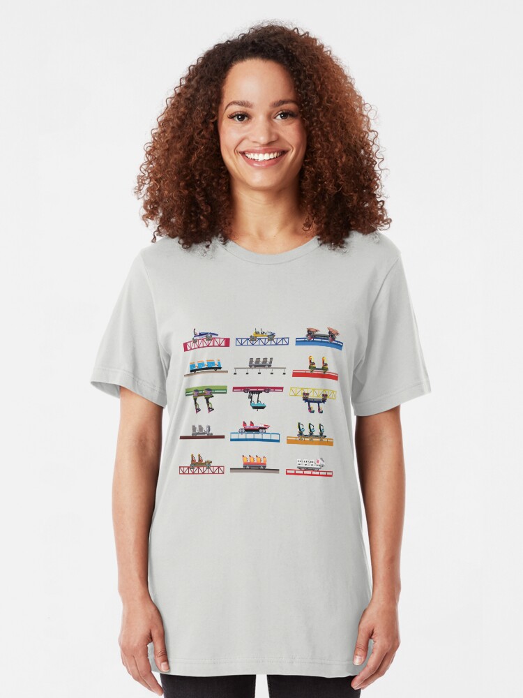 Alternate view of Cedar Point Coaster Cars Design Slim Fit T-Shirt