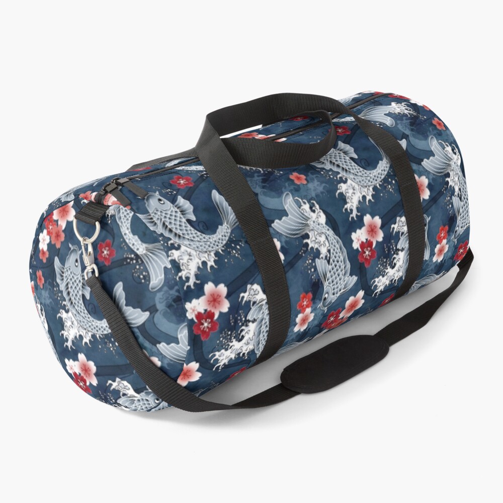 Koi sakura blossom in blue Duffle Bag