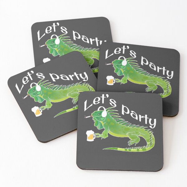 Item preview, Funny Iguana Let's Party Beer Cigarette Music Lizard Reptiles Zoology Herpetologist  designed and sold by TopTeeShop.
