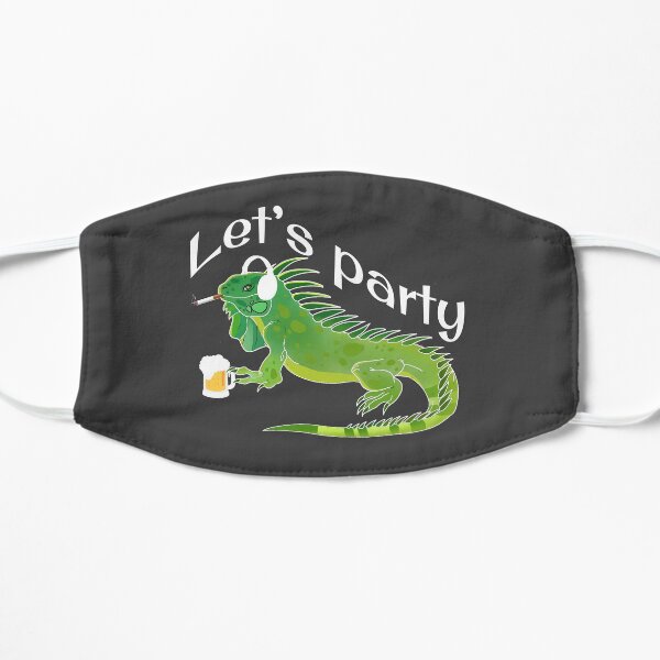 Funny Iguana Let's Party Beer Cigarette Music Lizard Reptiles Zoology Herpetologist Mask