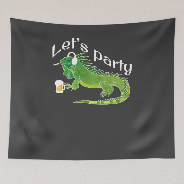 Item preview, Funny Iguana Let's Party Beer Cigarette Music Lizard Reptiles Zoology Herpetologist  designed and sold by TopTeeShop.