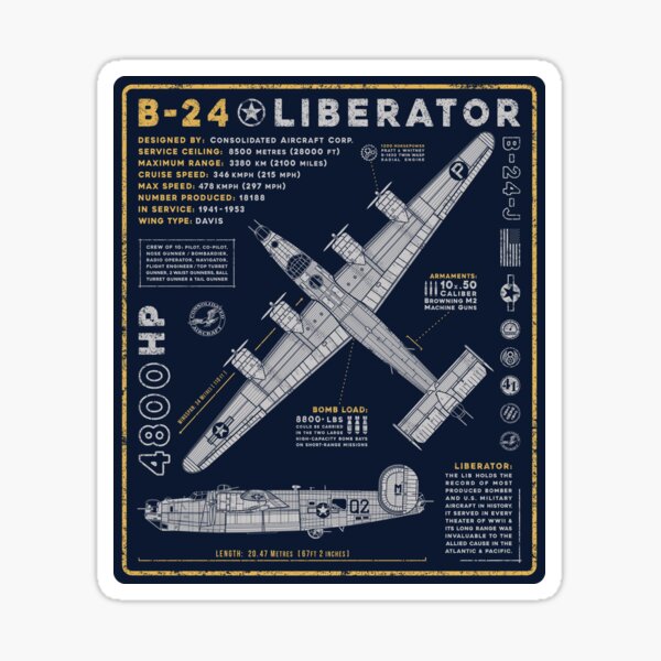 "B-24 Liberator" Sticker For Sale By 909Apparel | Redbubble