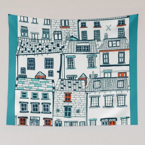 Item preview, Cute Houses Pattern designed and sold by fudgecream.