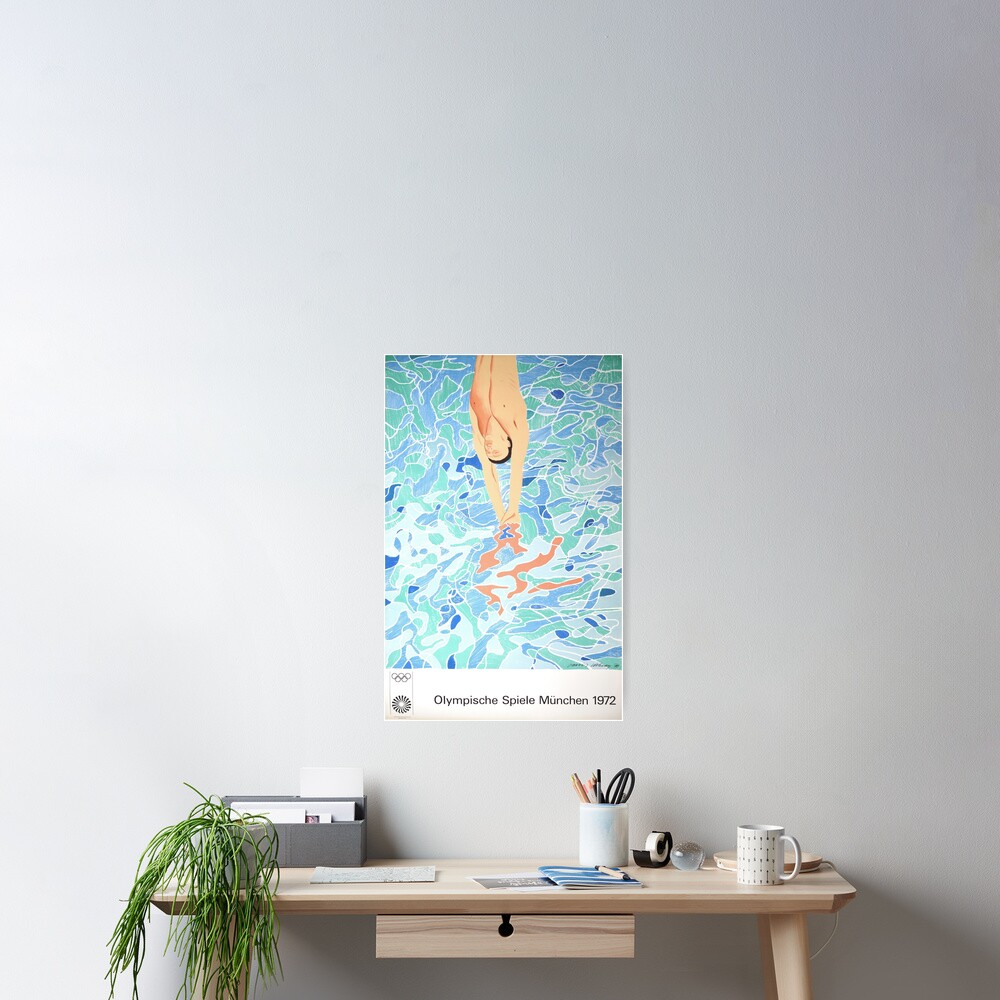 Munich Olympic Diver Poster by David Hockney - 1972 Poster