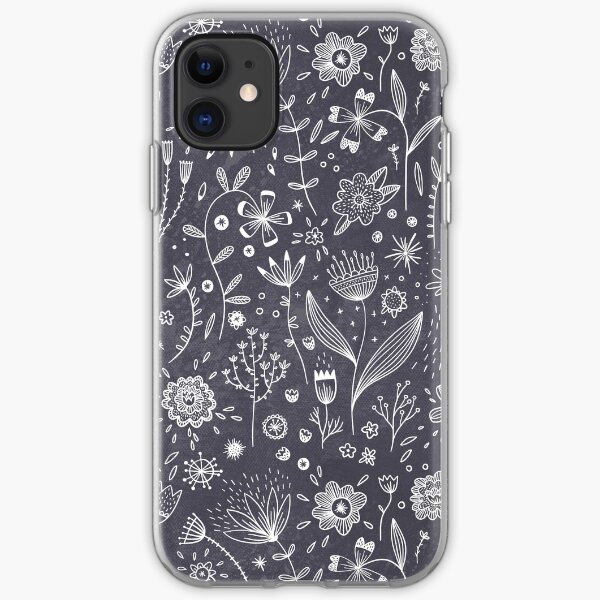 Chalkboard Flowers iPhone Soft Case