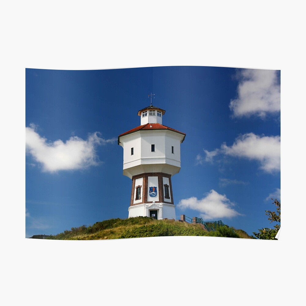 Langeoog Wasserturm Leuchtturm Ostfriesland Insel Pin Badge Button Anstecknadel 