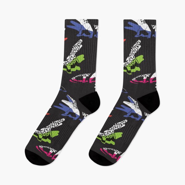 Item preview, Neon geo crocodiles // black background black and white geometric animals green fuchsia pink blue and orange shadows designed and sold by SelmaCardoso.