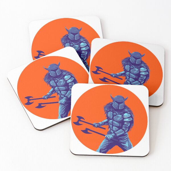Item preview, Viking silhouette with axes and with orange circle background designed and sold by Maks08.