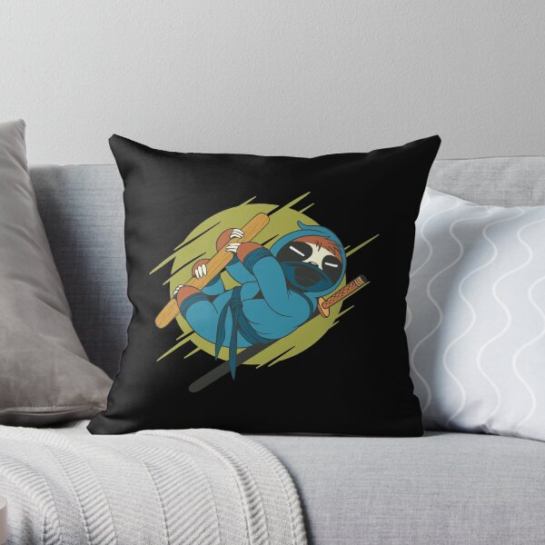 Sloth Ninja Lazy Sloths Ninja Lazyness Sleeping Throw Pillow