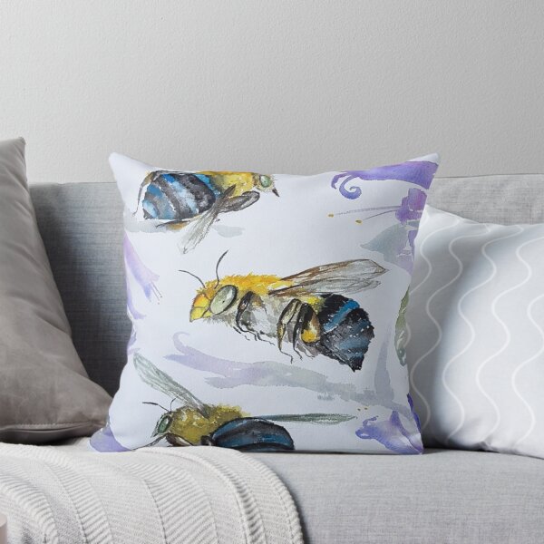 Item preview, Australian Blue Banded Bees with blue salvias designed and sold by Liz HL Art Shop.