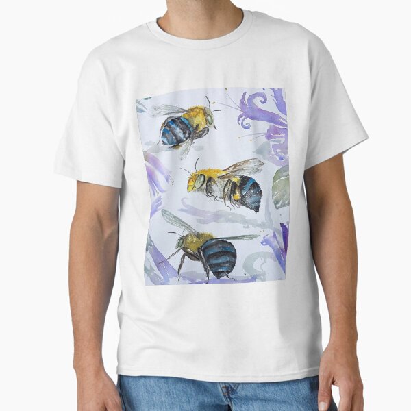 Item preview, Australian Blue Banded Bees with blue salvias designed and sold by Liz HL Art Shop.