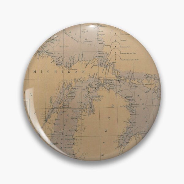 Item preview, Vintage Lake Michigan, Huron & Superior Lighthouse Map (1875) designed and sold by BravuraMedia.