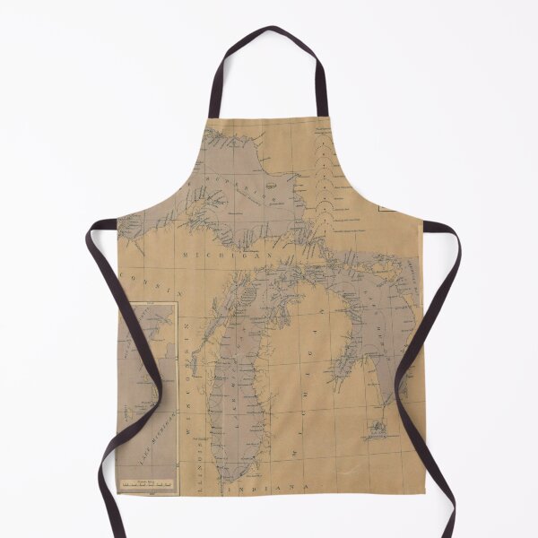 Item preview, Vintage Lake Michigan, Huron & Superior Lighthouse Map (1875) designed and sold by BravuraMedia.