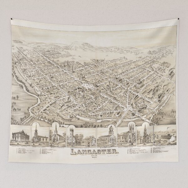 Item preview, Vintage Lancaster OH Map (1885) designed and sold by BravuraMedia.