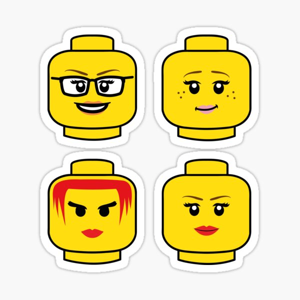 Lego Head Stickers Redbubble - lego logo and baby face head roblox