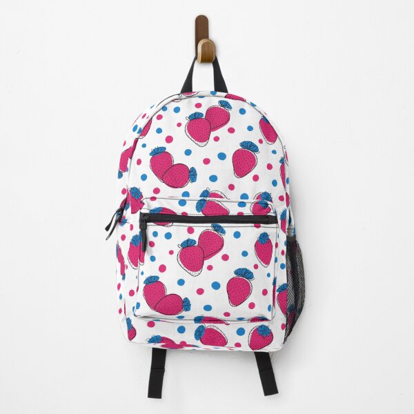 Item preview, Beautiful seamless pattern cartoon black and white outline strawberry, pink and blue dots designed and sold by Yevheniia Hulinska.