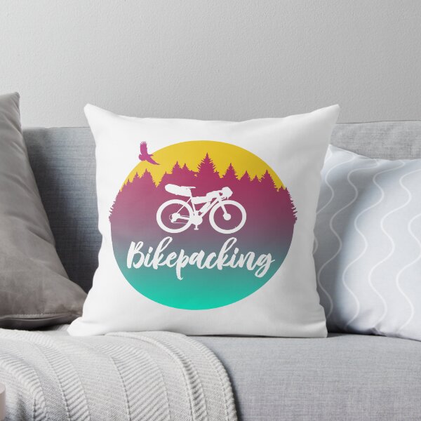 Bikepacking - Adventure Cycling Circular Artwork Throw Pillow