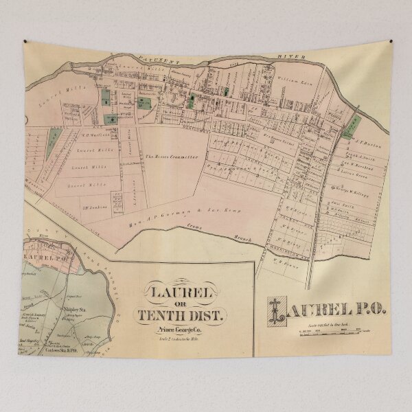 Item preview, Vintage Laurel MD Map (1879) designed and sold by BravuraMedia.