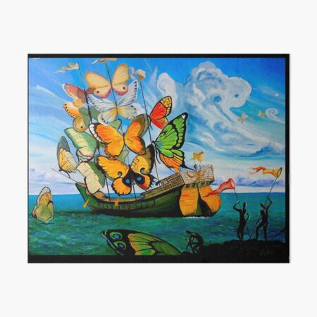 BUTTERFLY SHIP : Vintage Dali Abstract Painting Print Art Board Print