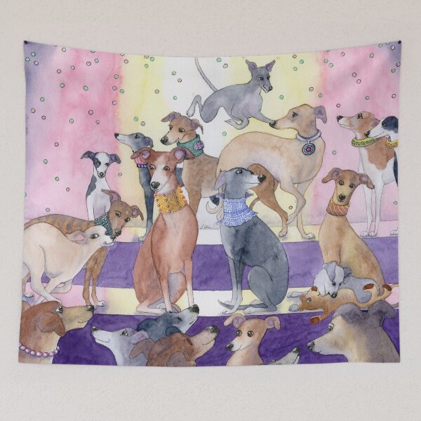 Item preview, Who let the pups out at the new neckwear for whippets and greyhounds fashion parade? designed and sold by SusanAlisonArt.