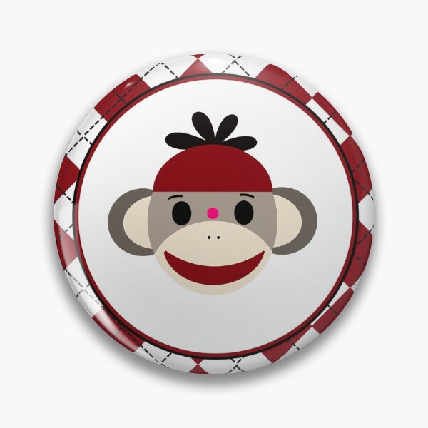 Item preview, Red and Black Sock Monkey Children's Wall Clock designed and sold by cabgodfrey.
