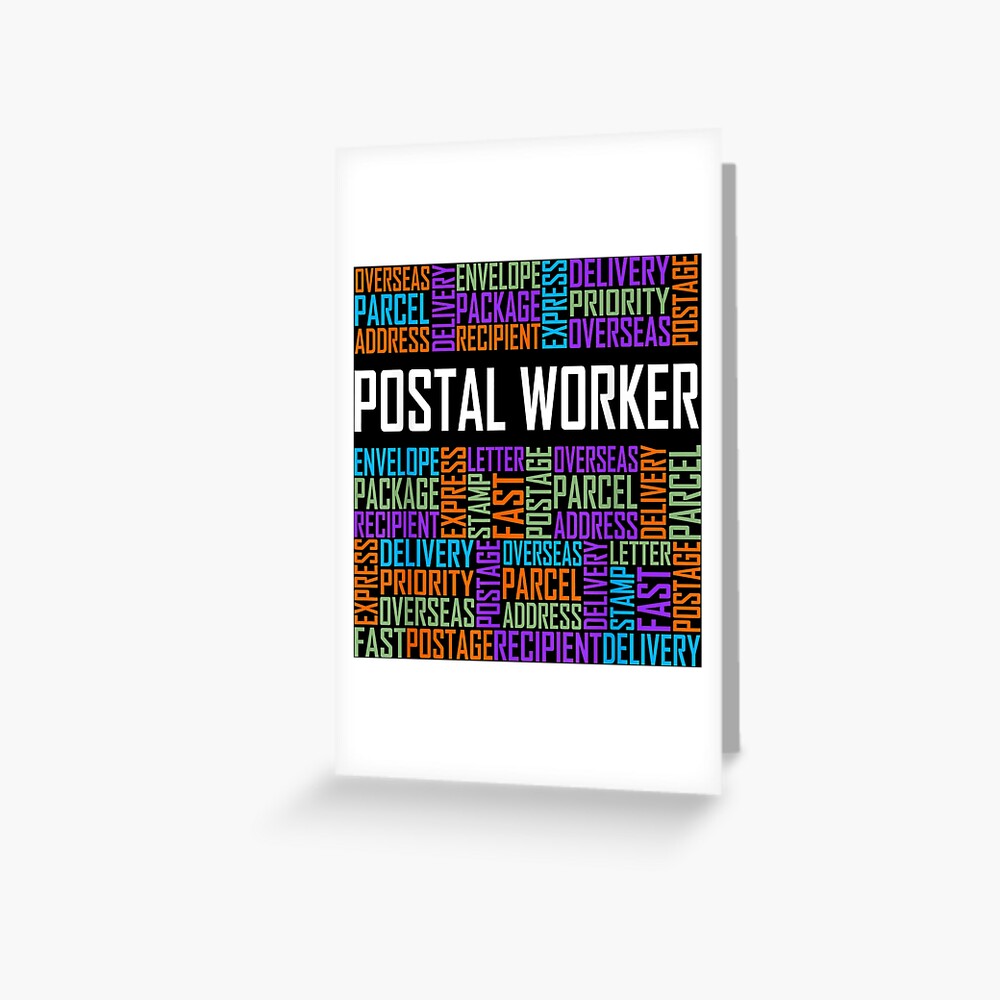 "Postal Worker Gift Words Mailman Gifts Postman " Greeting Card by