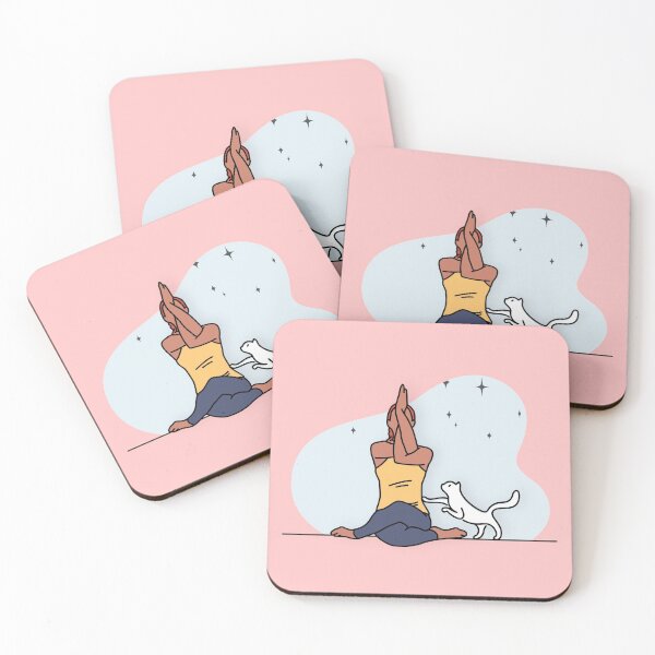 Item preview, YOGA PRACTICE WITH CAT Auspicious pose designed and sold by Trio's Stuff.