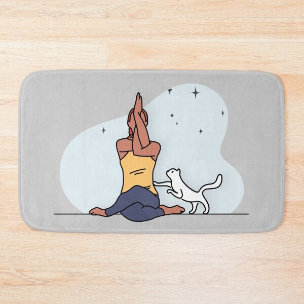 Item preview, YOGA PRACTICE WITH CAT Auspicious pose designed and sold by Trio's Stuff.