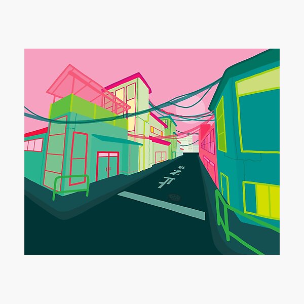 a residential street in Osaka. Photographic Print