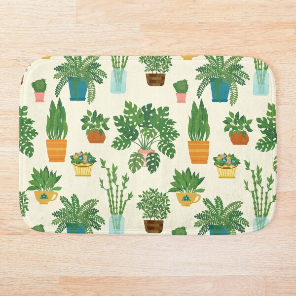 Item preview, Seamless pattern of decorative houseplants isolated on background. trendy plants growing in pots or planters. beautiful natural home decorations on white background. designed and sold by Yevheniia Hulinska.