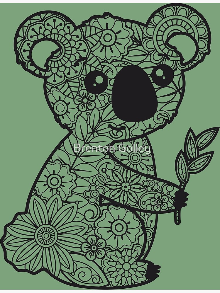 Australian koala colourful acrylic painting art drawing zentangle doodle  native animal print