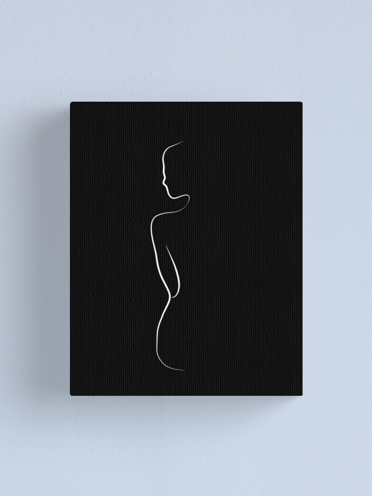 Minimalist Body Outline Drawing Ava Begins in Black Canvas Print