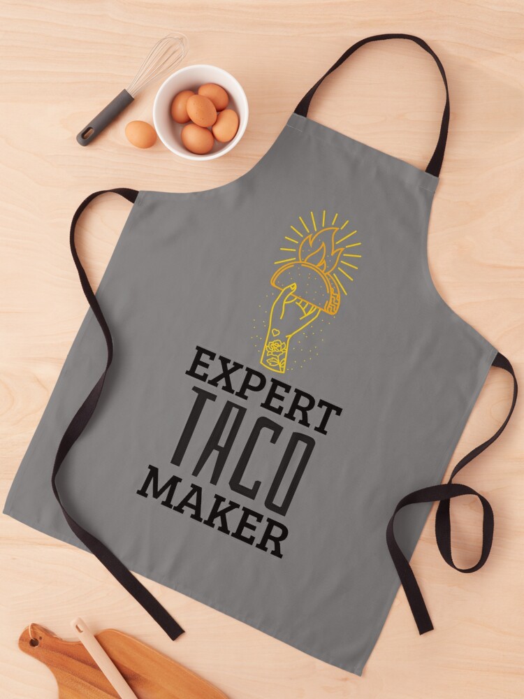 Expert Taco Maker Home Chef Funny Cartoon Meme Apron for Sale by javes93