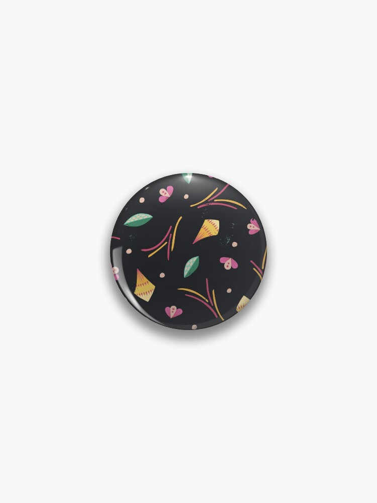 Thumbnail 1 of 3, Pin, Vibrant Folk Art Floral Pattern designed and sold by tinytenacious.